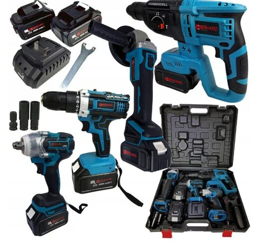 Akumuliatorinių įrankių komplektas 4in1, 4x 21 V baterijos